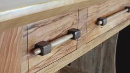 Custom wood drawer pull - writing desk