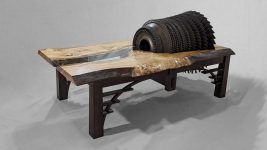 River table with burl wood